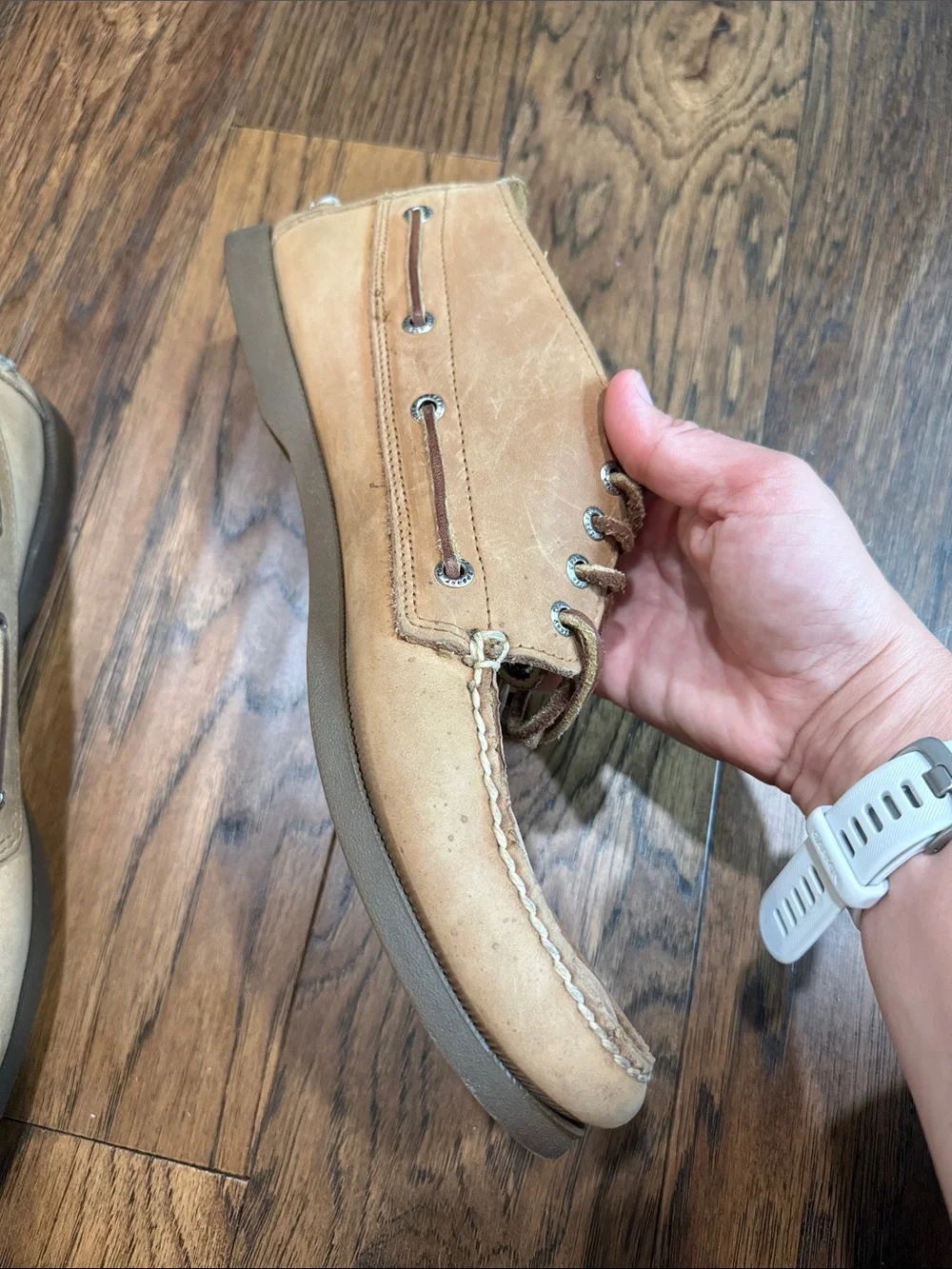 Sperry Men's Suede Boat Shoes in Tan with Leather Laces